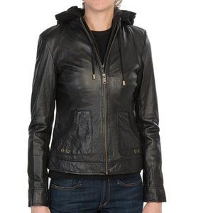 Marc New York by Andrew Marc Vera Hooded Jacket - Vintage, Washed Leather